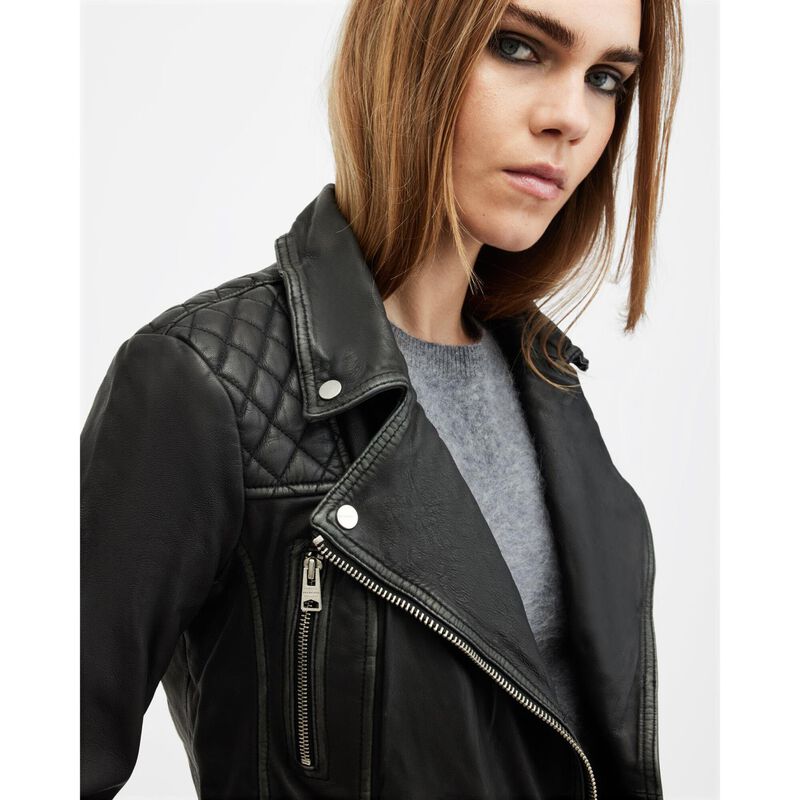AllSaints Cargo Distressed Leather Biker Jacket image number 2